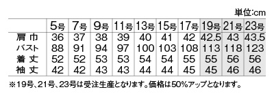サイズ表